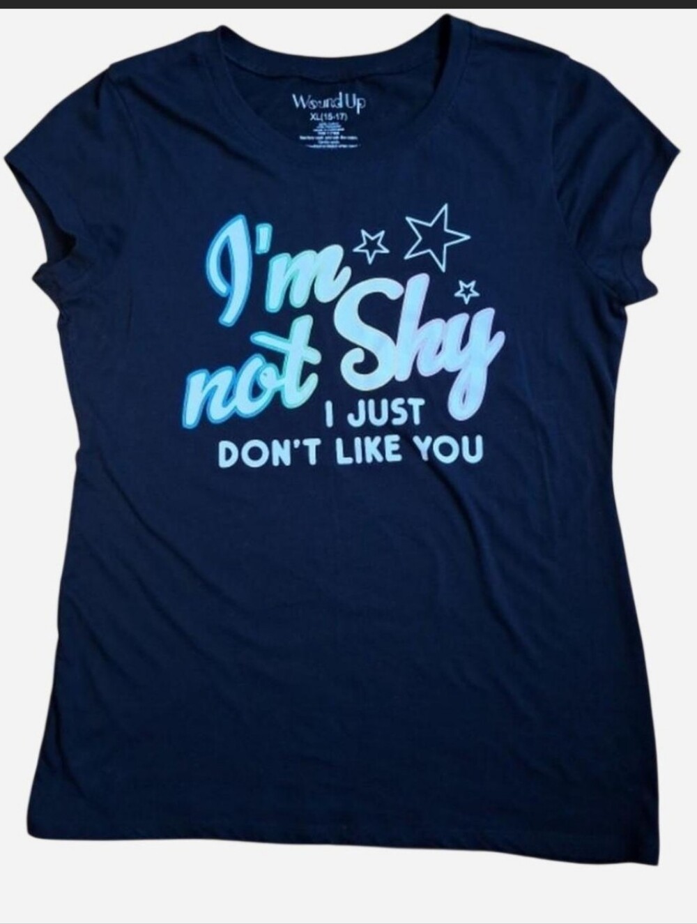 Women's Black Graphic Tee - "I'm Not Shy"